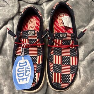 Hey Dude Wendy Womens 11 Funk Americana Bandana USA Flag America Slip On Loafer